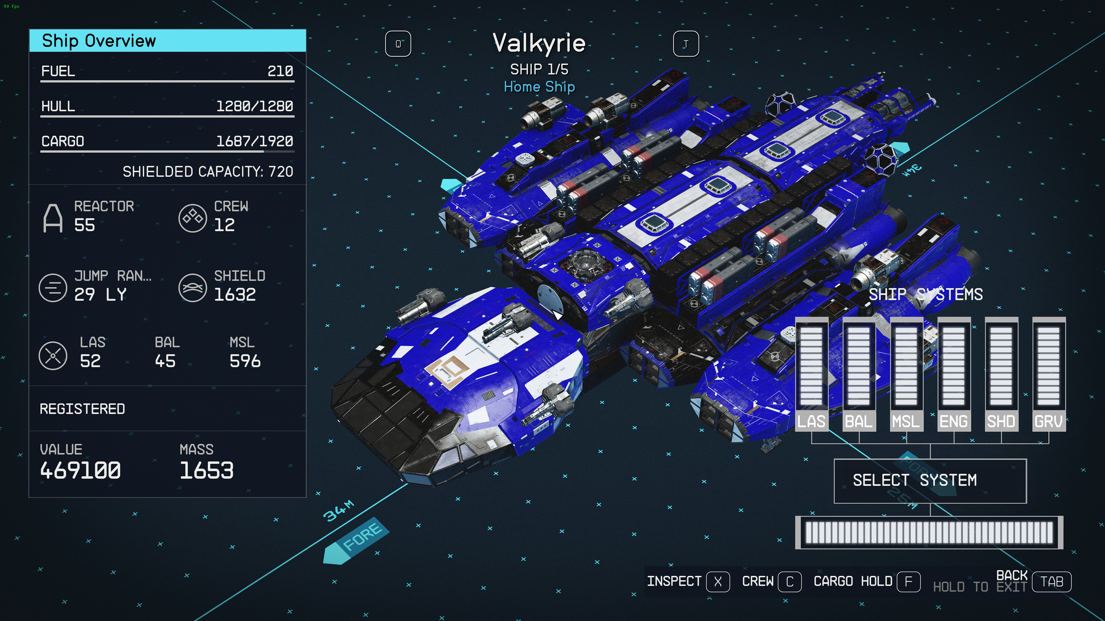 My ship, after installing a mod to remove build restrictions.